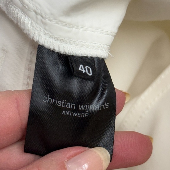 Christian Wijnants Pelanac Cropped Wide Leg Trousers - White Denim, Size 8 - Picture 9 of 15